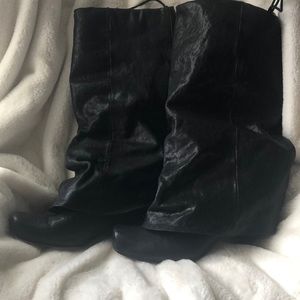 Irregular choice black leather boots size 9